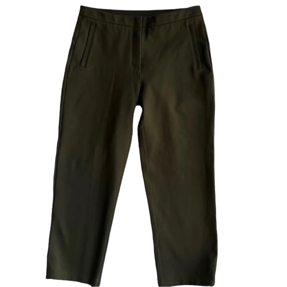 LULULEMON Ladies Olive  Green Zip Fly Straight Leg Trousers Size 6